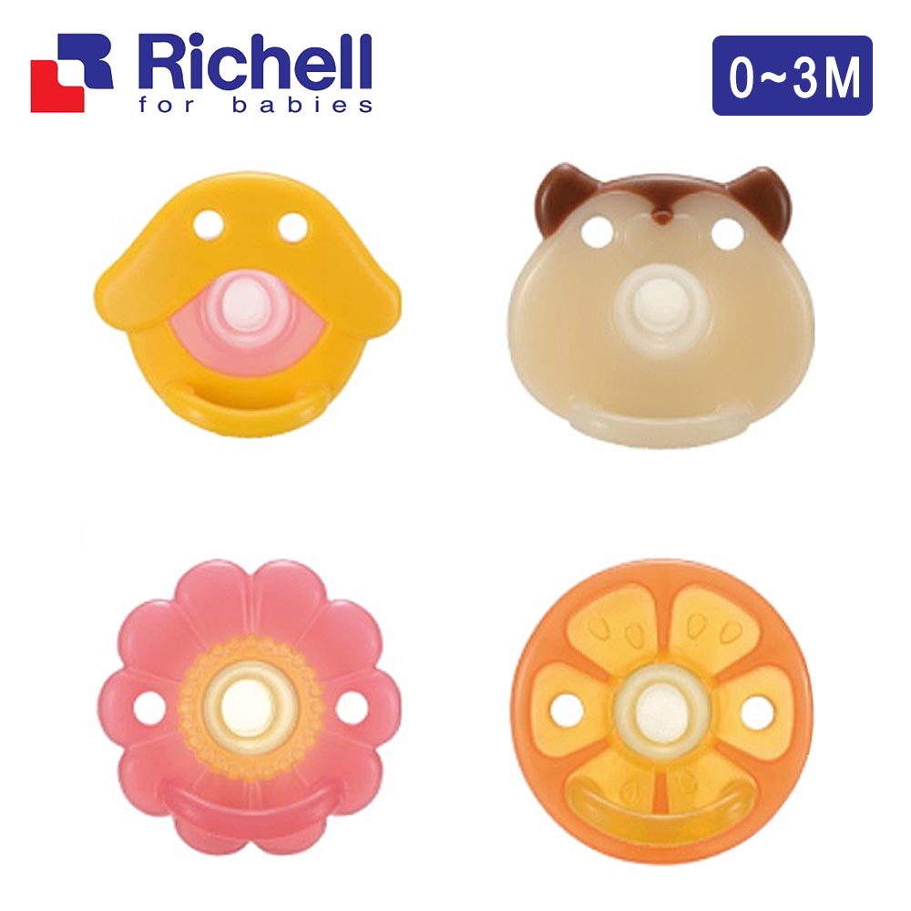 《Richell-利其爾》全矽膠安撫奶嘴含外盒-繽紛樂系列0-3M