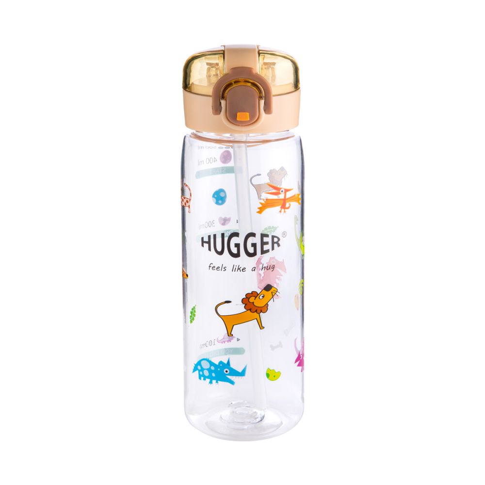 英國【Hugger】Tritan兒童彈蓋吸管水壺 500ml (提把款) - 動物世界