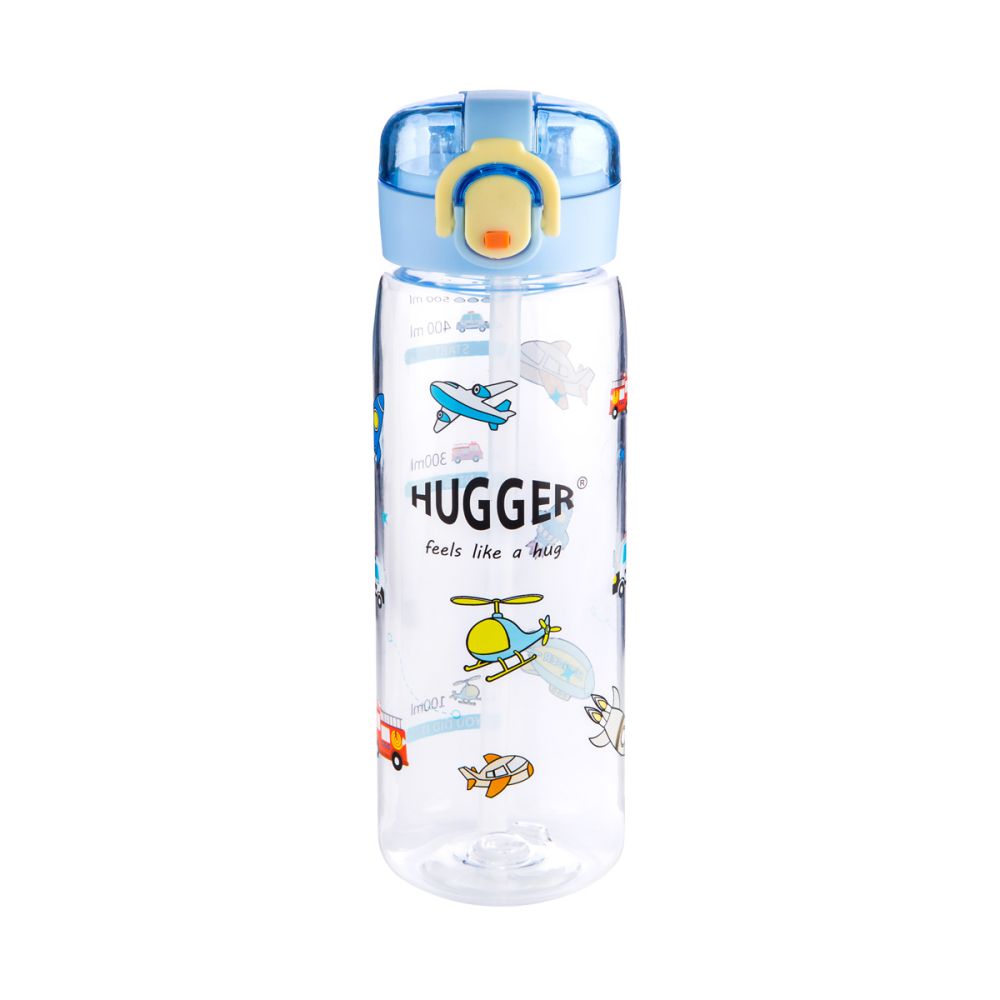 英國【Hugger】Tritan兒童彈蓋吸管水壺 500ml (提把款) - 交通工具