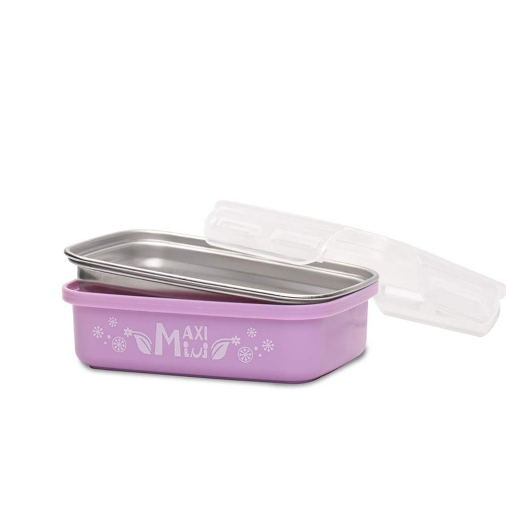 美國 【MaxiMini】 嬰幼兒抗菌不鏽鋼餐盒(馬卡龍紫)
