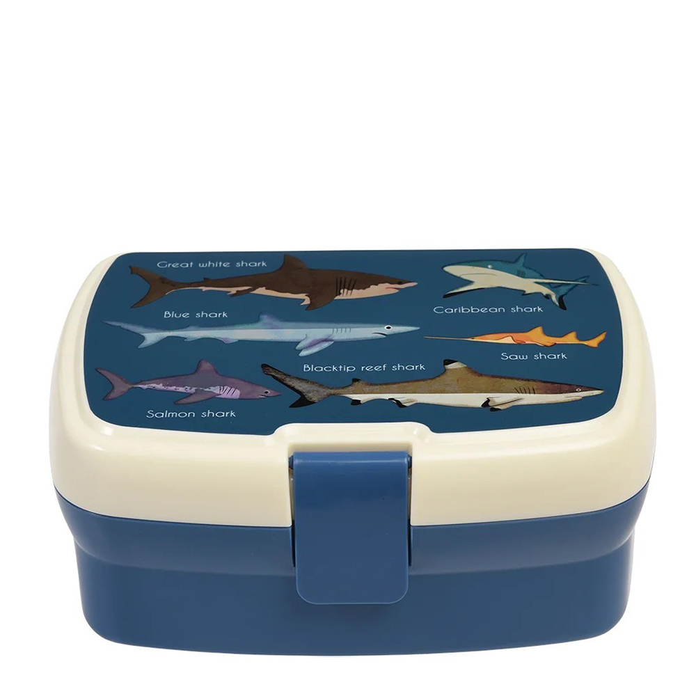 英國 Rex London 卡扣式兩層午餐盒/便當盒/野餐盒 鯊魚 RL29500