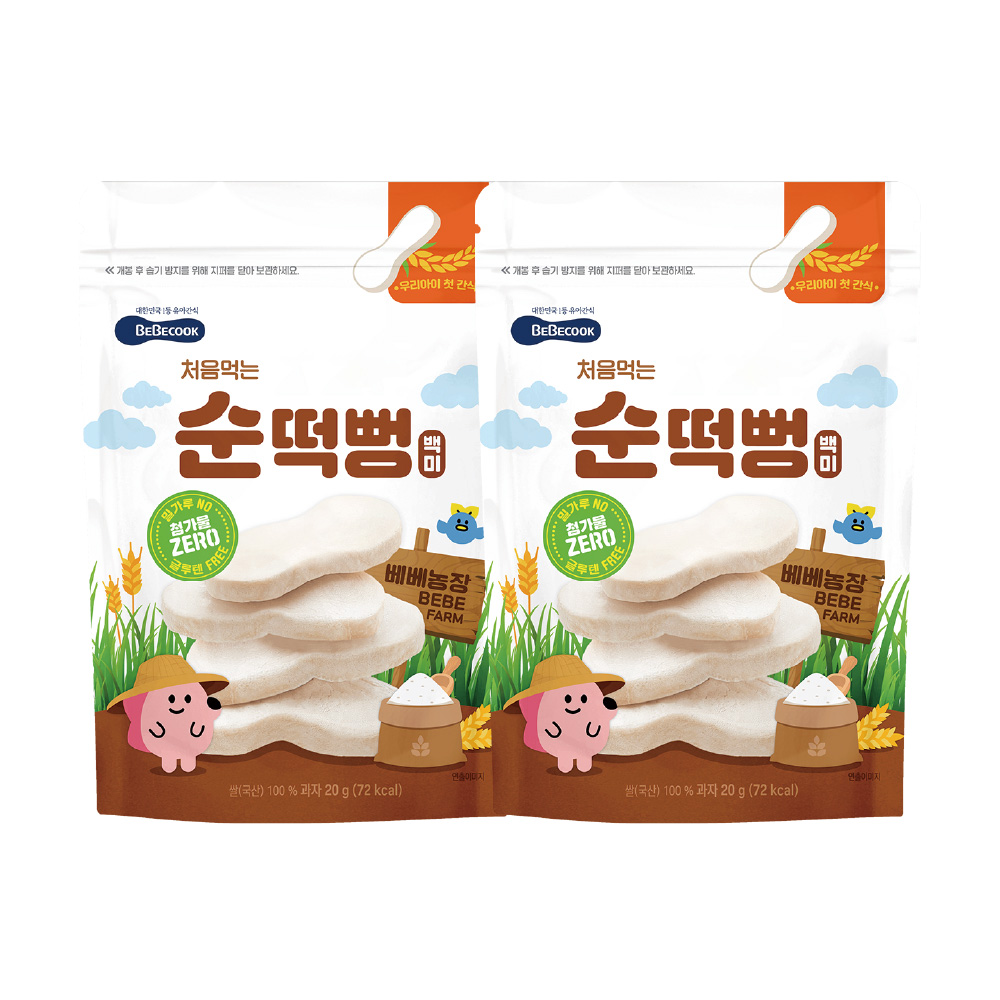 韓國【BEBECOOK】寶膳 嬰幼兒純粹綿綿米餅 2入組(20gx2)