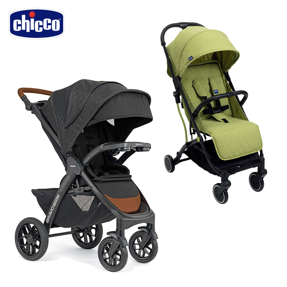 chicco-Bravo極致完美手推車領航版+Trolleyme城市旅人秒收手推車-萊姆綠