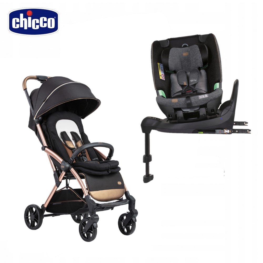 chicco-Goody Primo魔術瞬收手推車(璀璨金)+Bi-Seat全能i-size安全汽座Air版