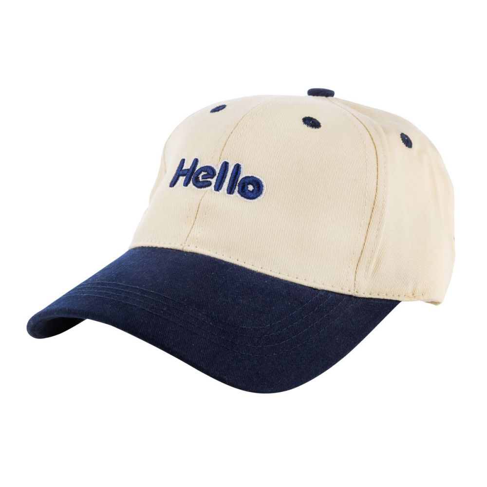 英國【Hugger】小文青撞色兒童棒球帽 Hello藍灰色(防曬透氣遮陽輕量小孩鴨舌)