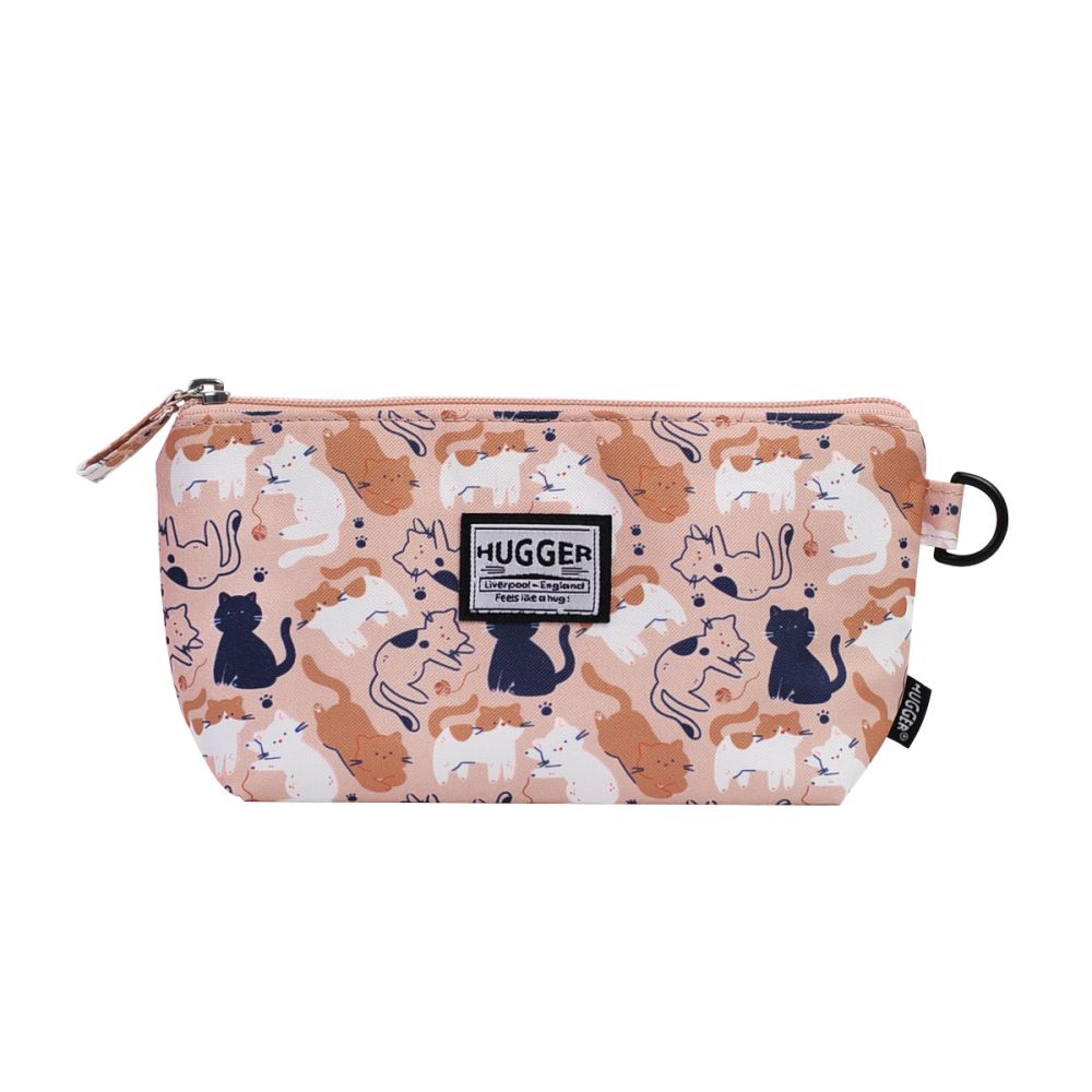 英國【Hugger】萬用小物袋M 可愛小貓(化妝旅行盥洗收納零錢證件文具筆袋)