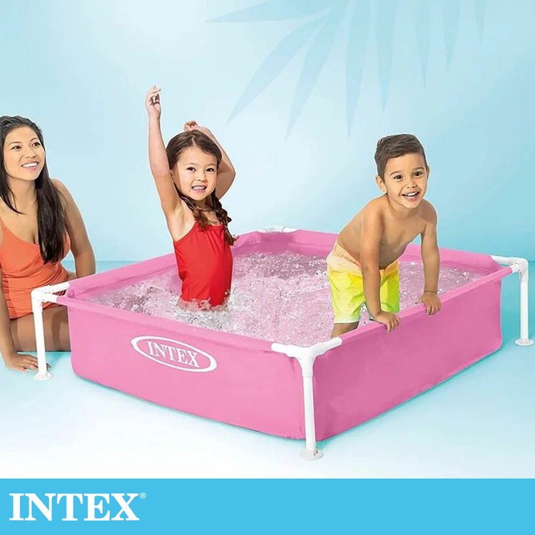 INTEX 粉紅方型四柱游泳池/戲沙池122x122x30cm(342L) 適2歲+ (57172)