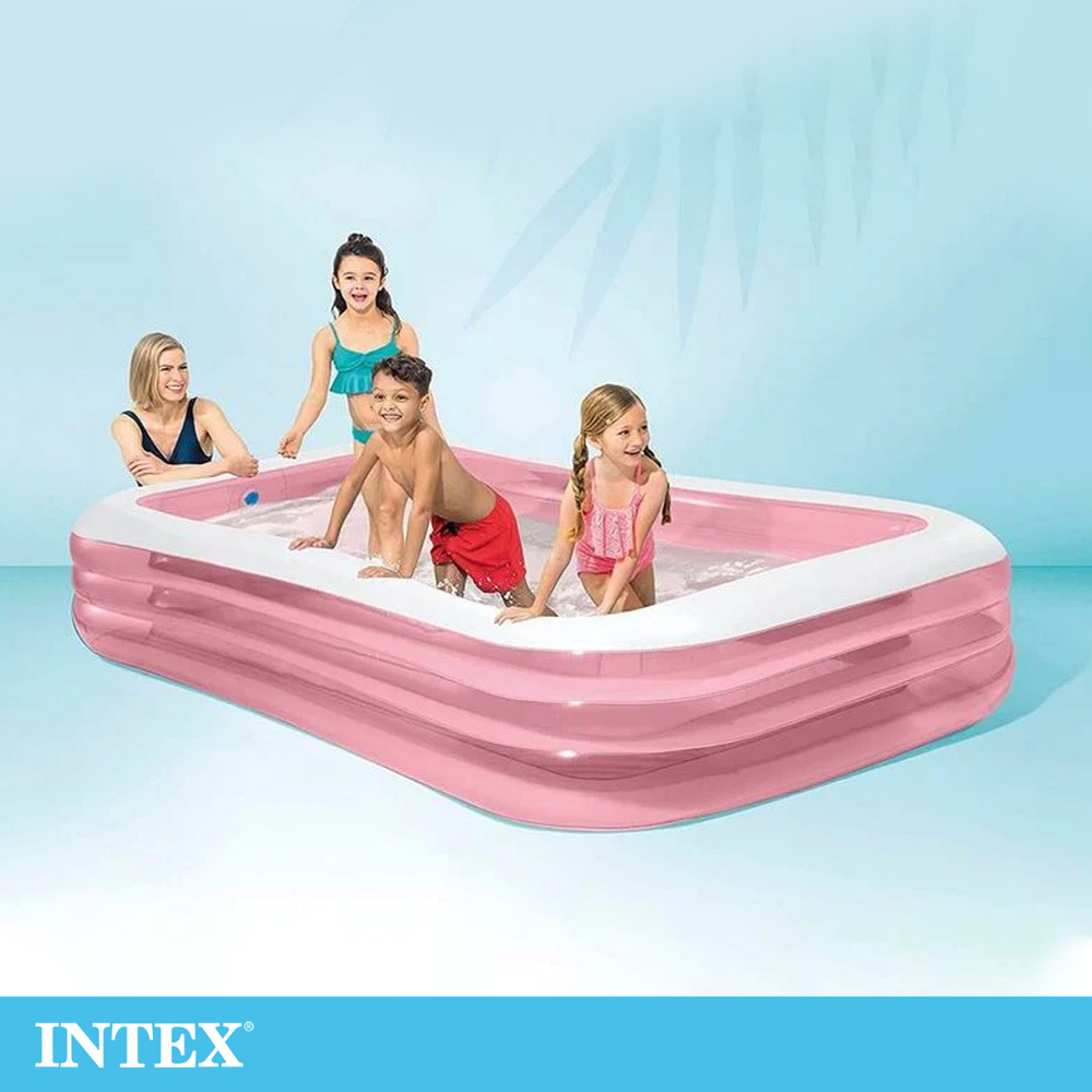 INTEX 歡樂家庭粉紅長形游泳池305x183x56cm(1050L)適6歲+ (58487NP)