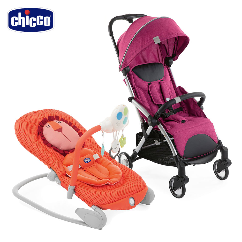 chicco-Goody Plus魔術瞬收手推車-紫荊粉+Balloon安撫搖椅探險版