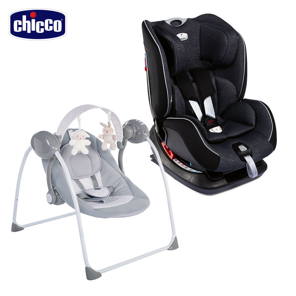 chicco-Seat up 012 Isofix安全汽座勁黑版+Relax & Play電動音樂安撫嬰兒鞦韆