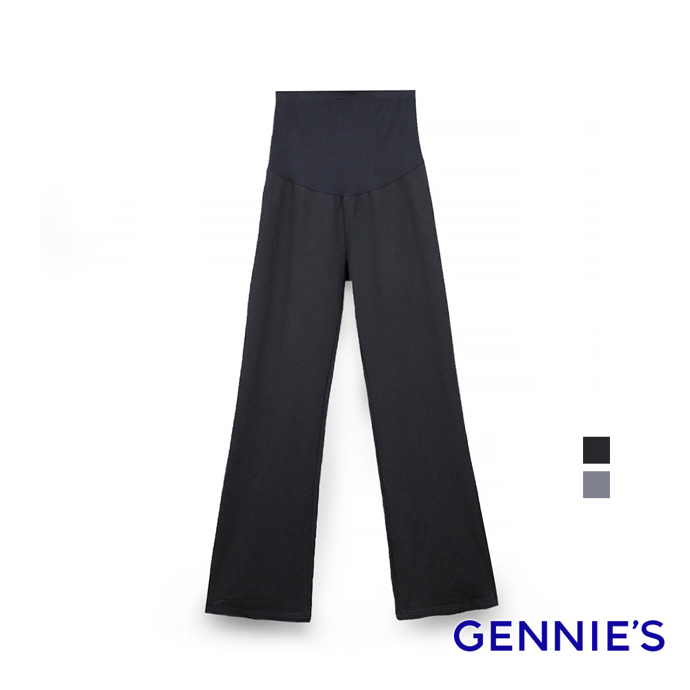 Gennies奇妮 010系列-小喇叭彈性寬褲(黑/灰T4206)