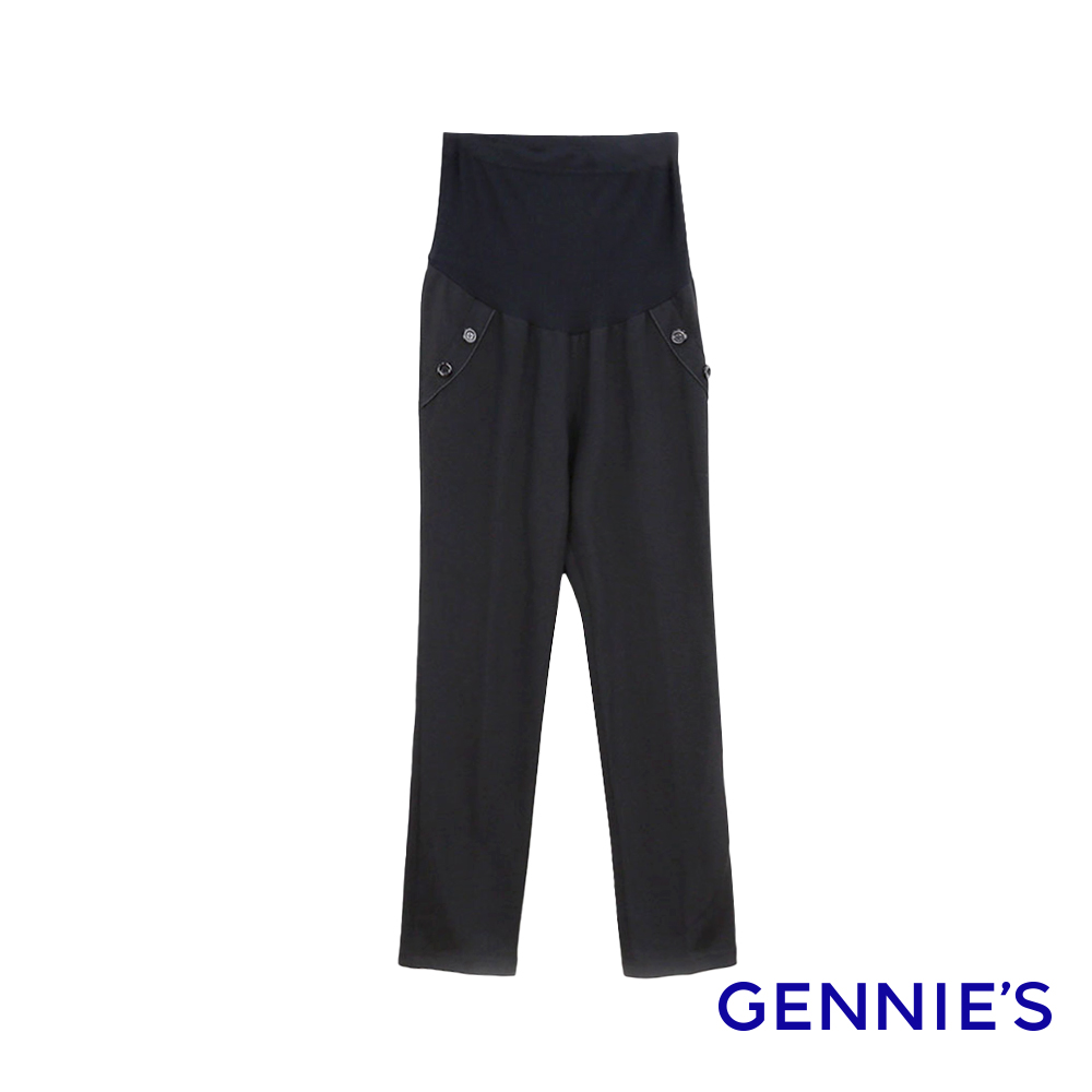 Gennies奇妮 010系列-鈕扣裝飾西裝褲(黑T4406)
