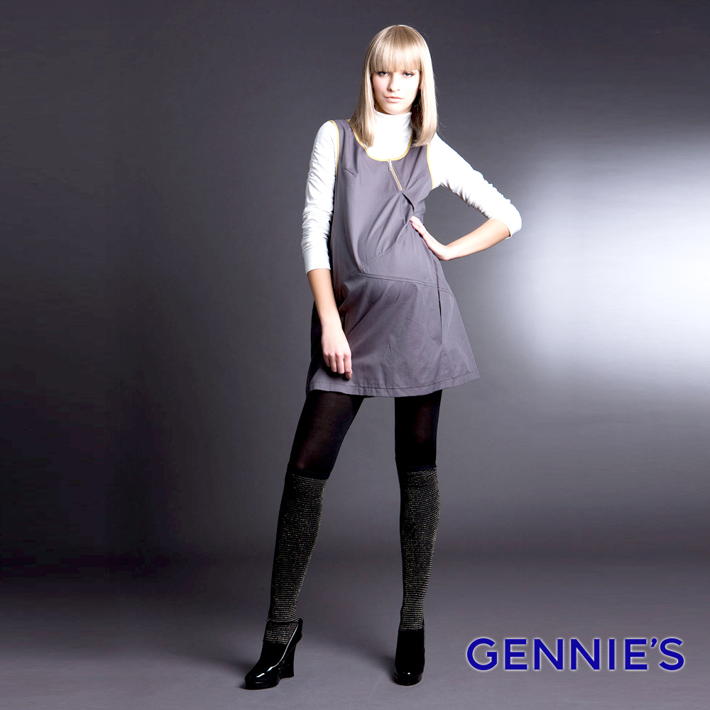 Gennies奇妮 010系列-斜紋剪接背心洋裝(T2209)