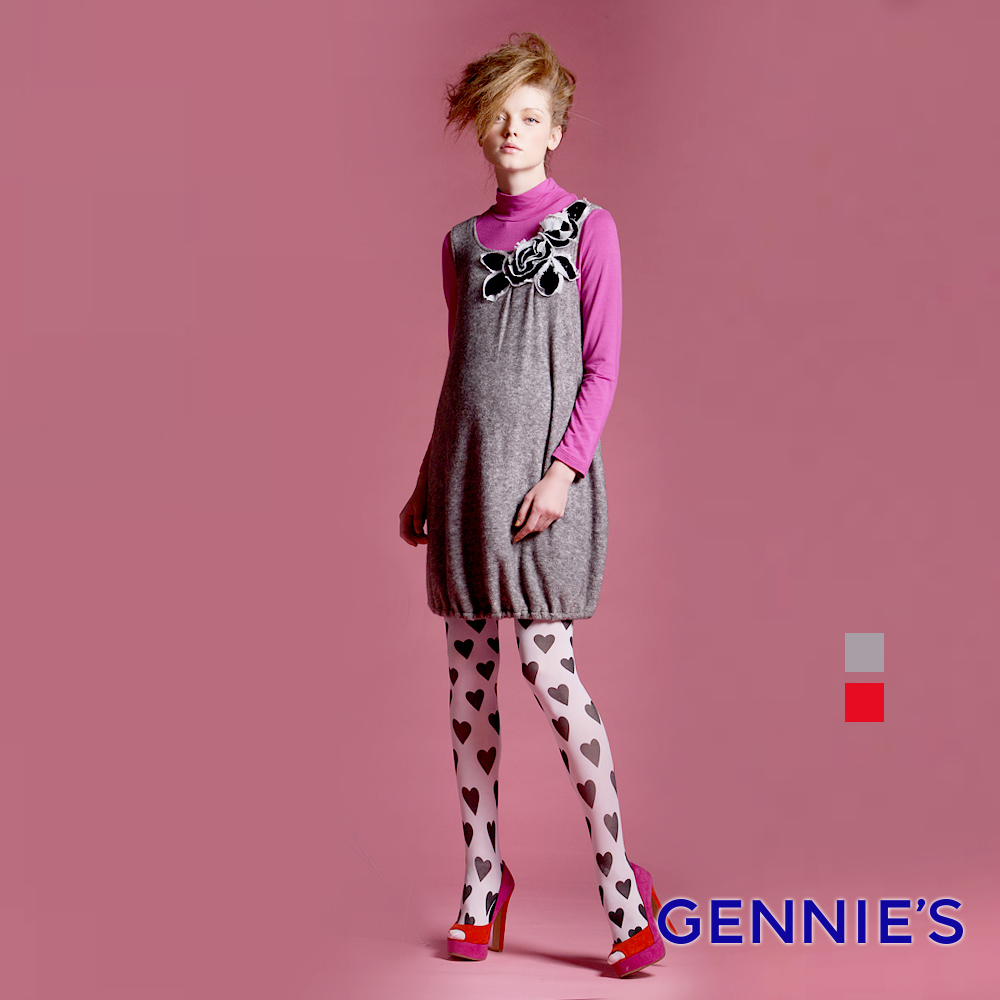 Gennies奇妮 010系列-簡約花朵背心洋裝(紅/灰T2429)