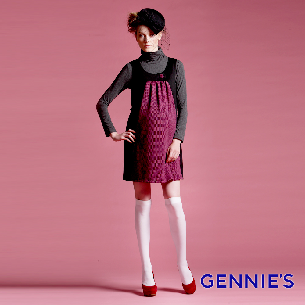 Gennies奇妮 010系列-雙拼色造型背心洋裝(T2431)