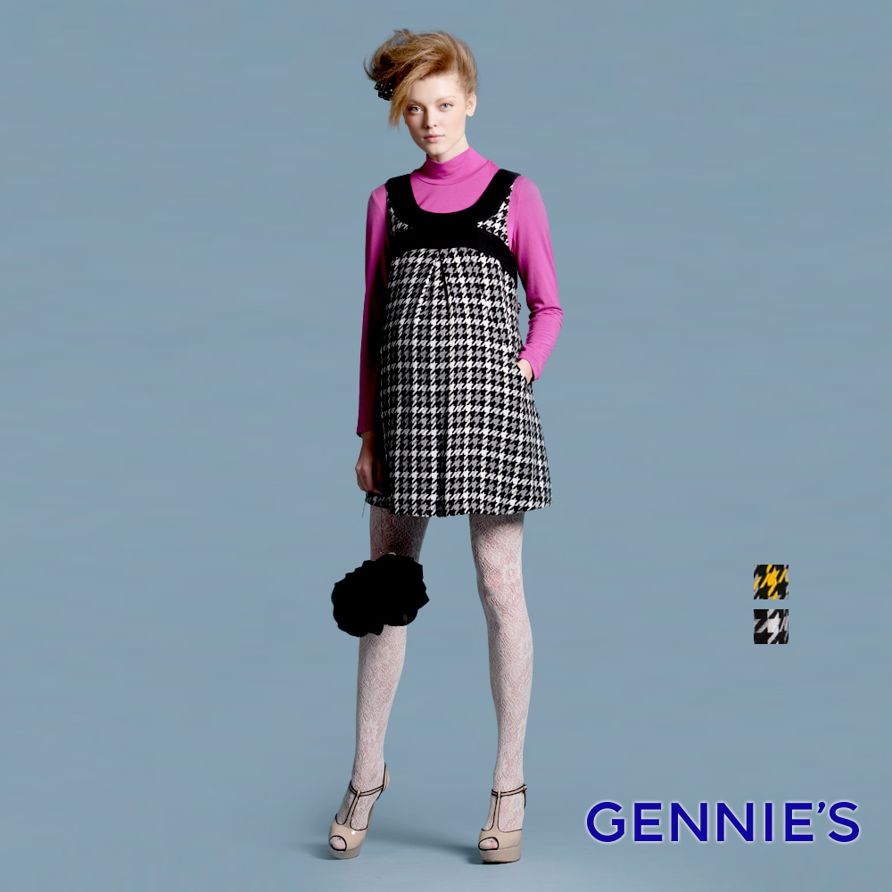 Gennies奇妮 010系列-千鳥格雙拼色背心洋裝(T2432)