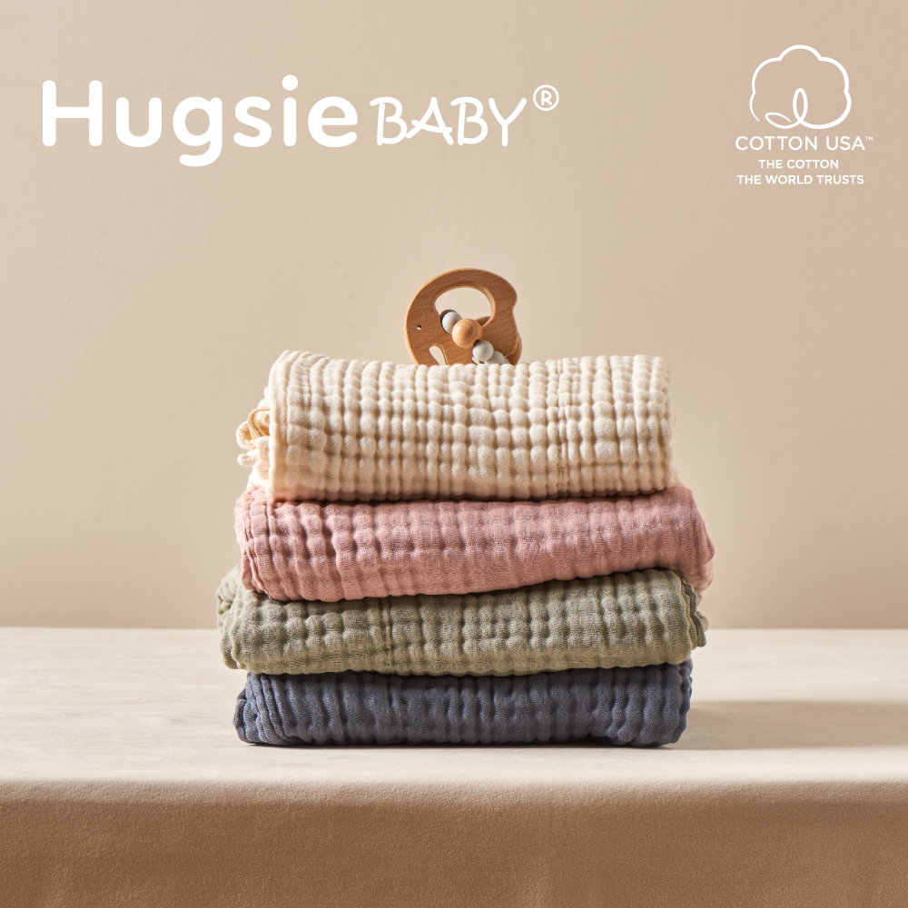 HugsieBABY美國棉棉花糖六層紗嬰兒浴巾 70x90cm