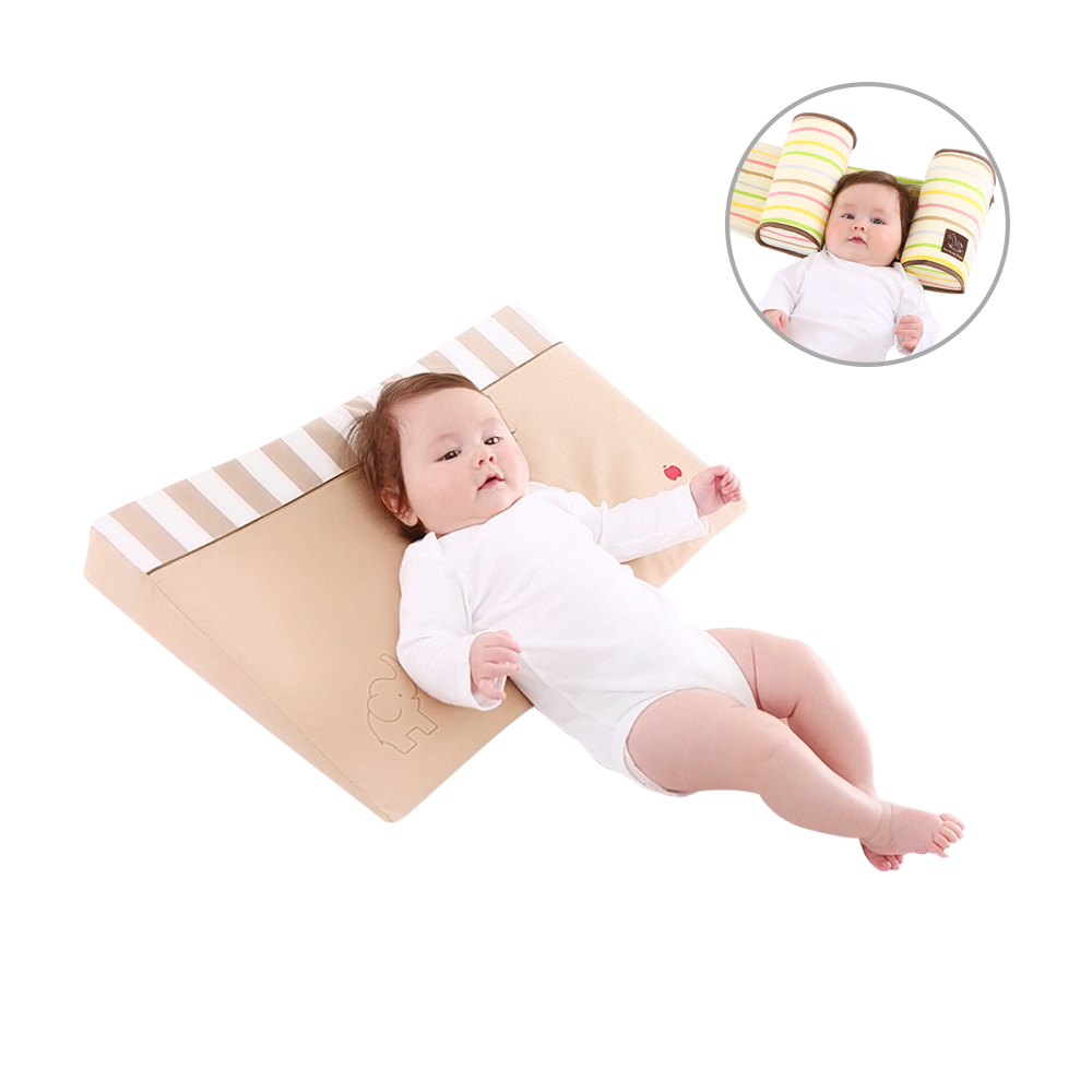 【Mesenfants】嬰兒定型枕防側翻枕頭+嬰兒三角防吐奶枕