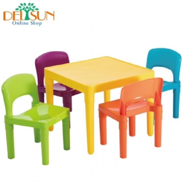 ☆ DELSUN ☆ [DELSUN 7901F 兒童桌椅組 粉彩 塑膠 DIY組合 多功能 臺灣製造 安檢 1桌4椅