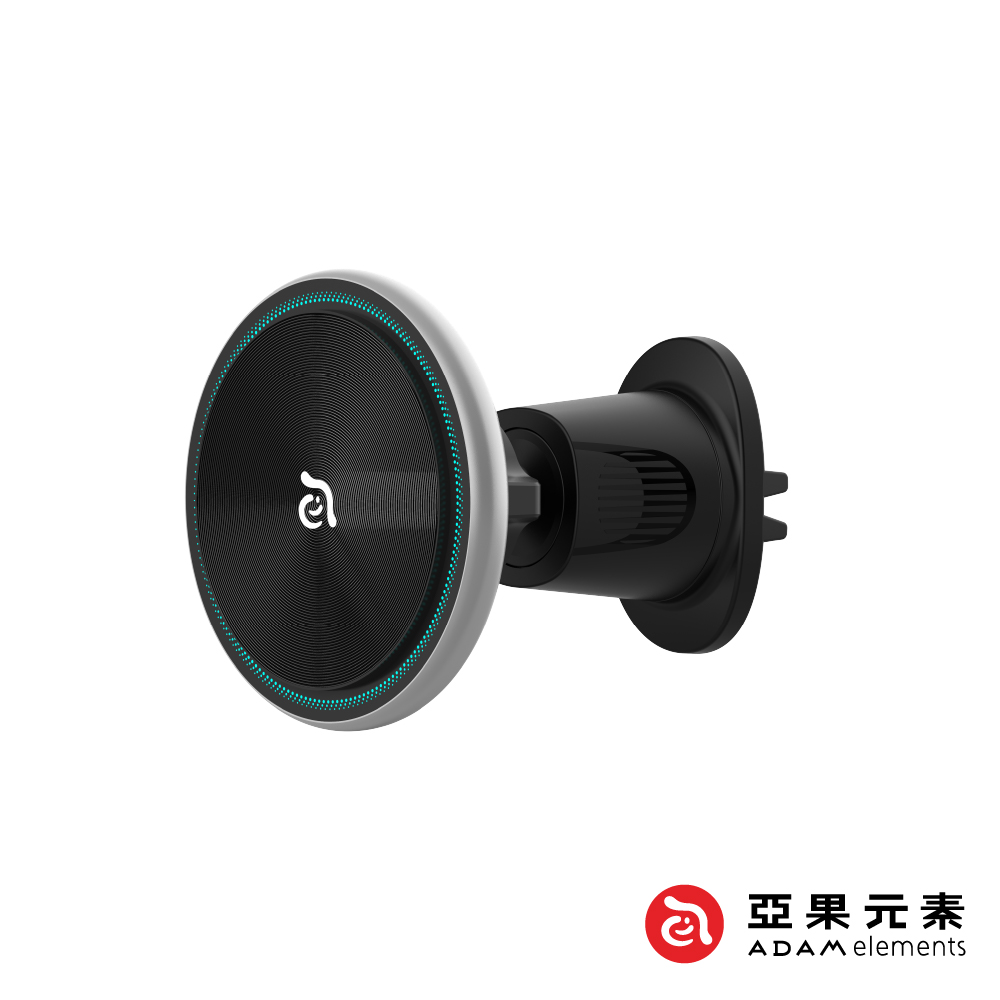 【亞果元素】OMNIA CX2質感金屬炫光藍車用磁吸充電器 銀