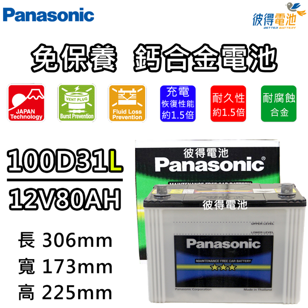 【Panasonic 國際牌】100D31L 免保養鈣合金汽車電瓶(TUCSON、SANTA FE)