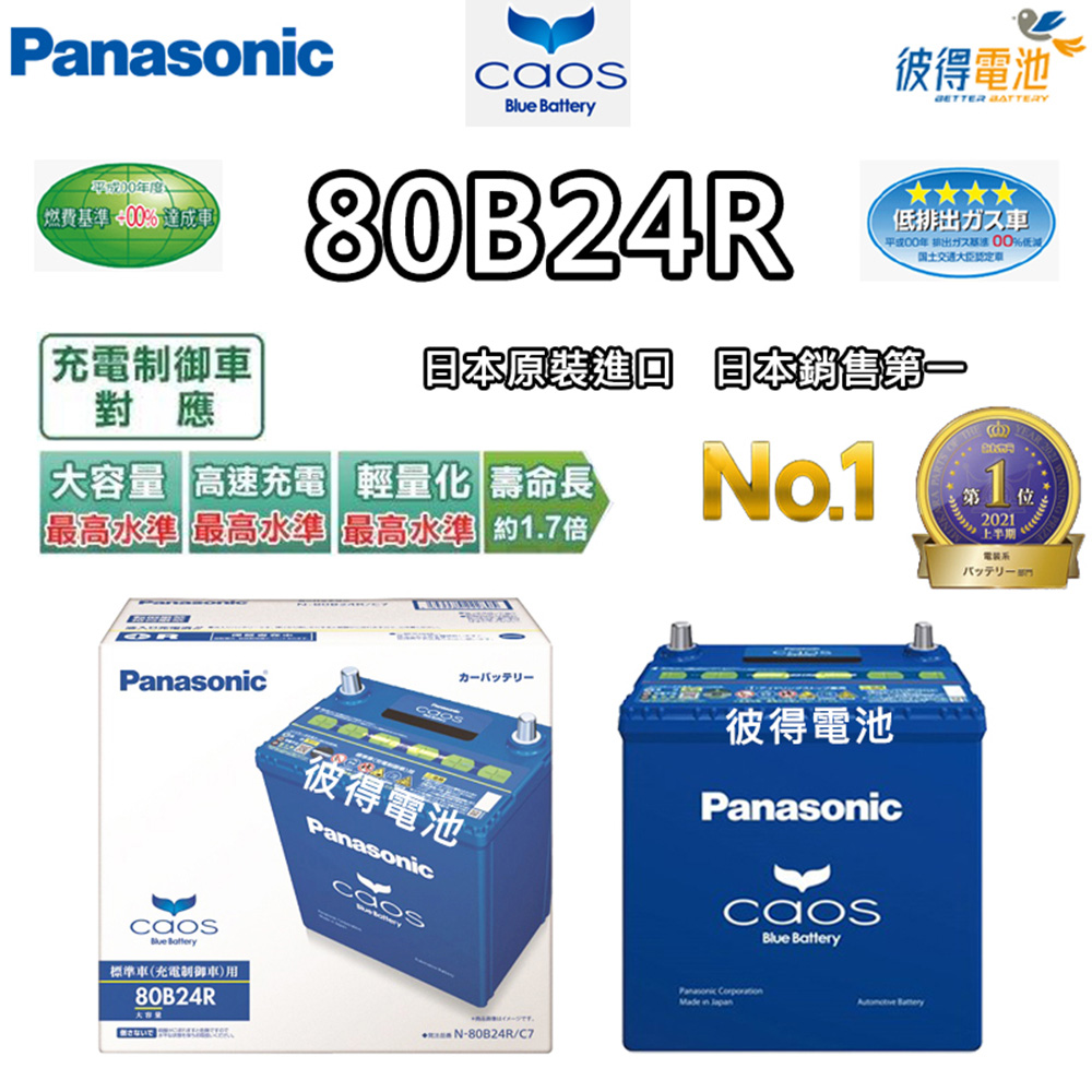 【Panasonic 國際牌】80B24R CAOS(充電制御電瓶 銀合金免保養 日本製)