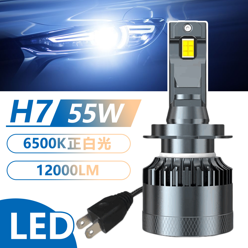 55W大功率超亮汽車LED大燈H7