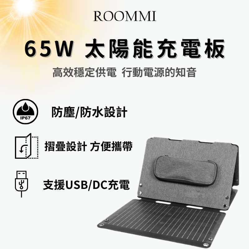【ROOMMI】65W 太陽能充電板