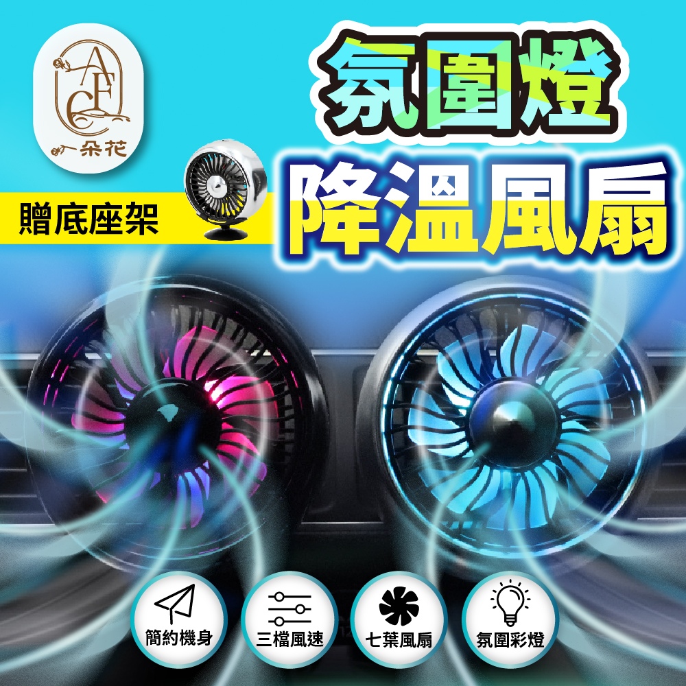 【A.F.C 一朵花】氛圍燈降溫風扇 車用風扇 氛圍燈風扇 迷你風扇 出風口風扇 直立風扇 USB風扇