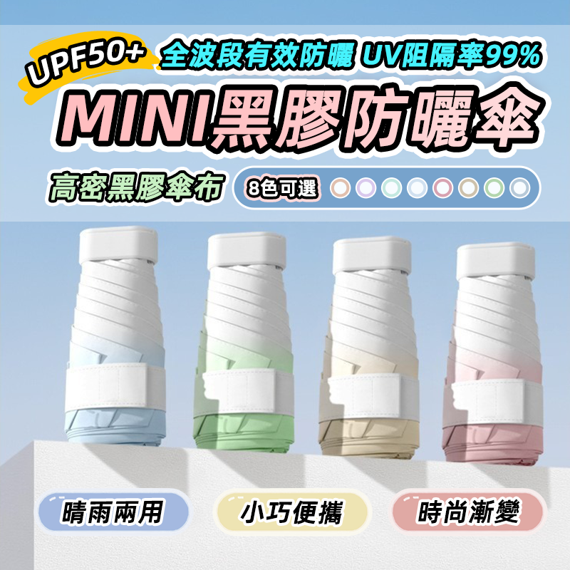 超輕量漸變五折黑膠防曬傘