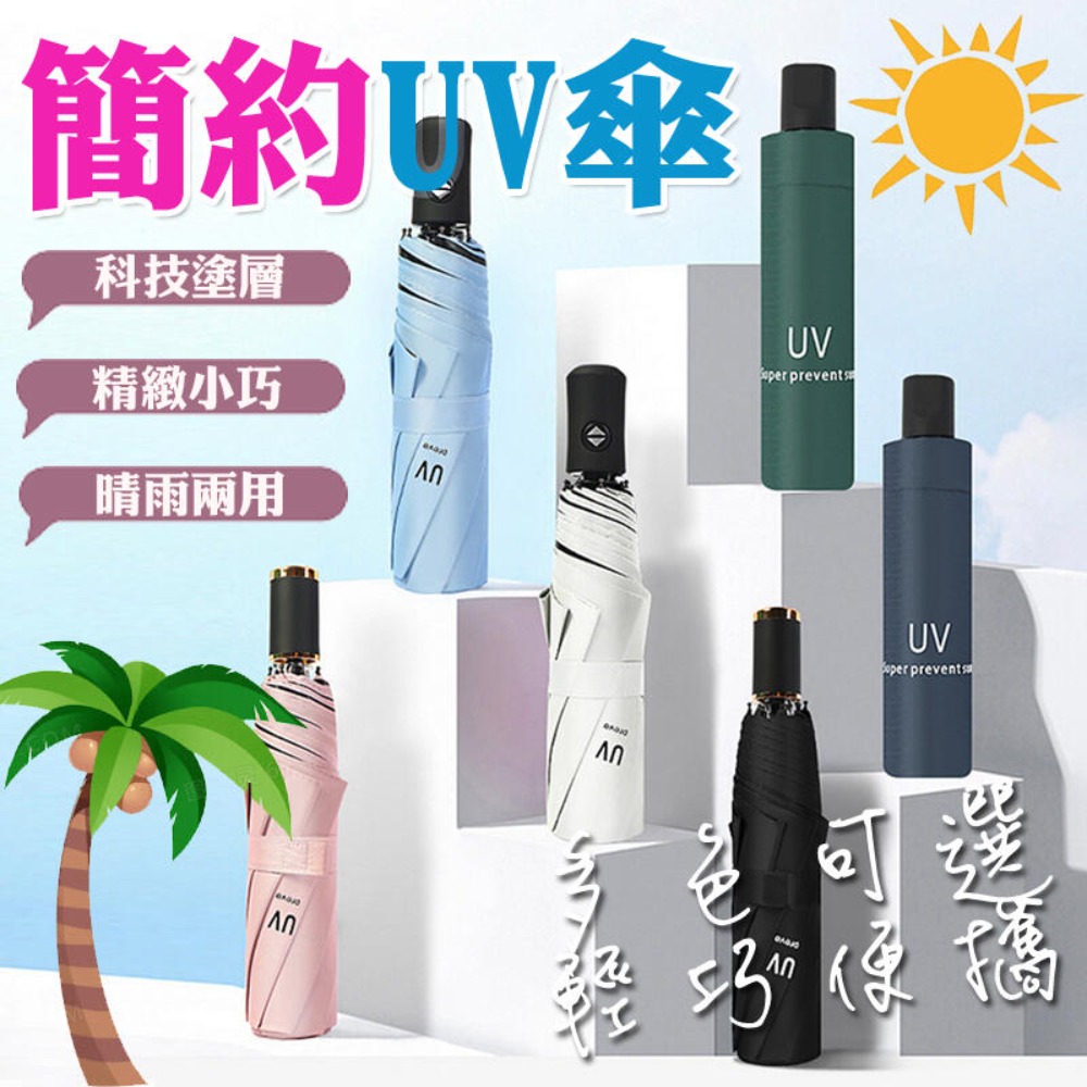 【6色可選】抗UV自動傘 一鍵開收 晴雨兩用 自動摺疊傘