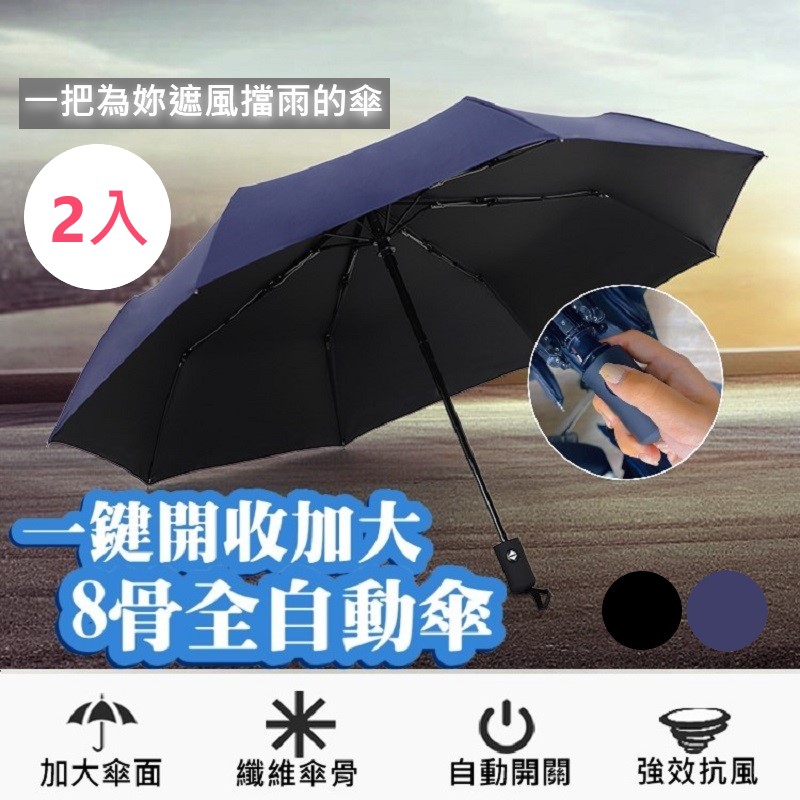【逛逛市集】(4入 )一鍵開收加大8骨全自動傘 自動摺疊傘 加大傘面 雨傘
