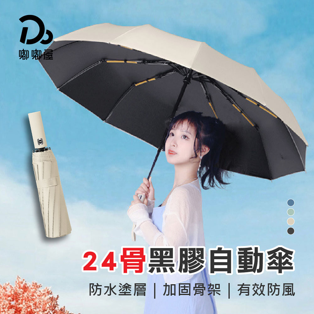 超強抗風24骨黑膠自動傘