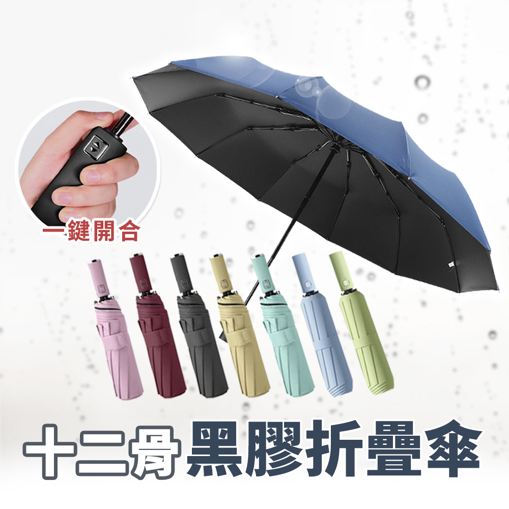 【RAIN KING】自動傘 折疊傘 摺疊傘 12骨 雨傘 一鍵開收 加大傘面