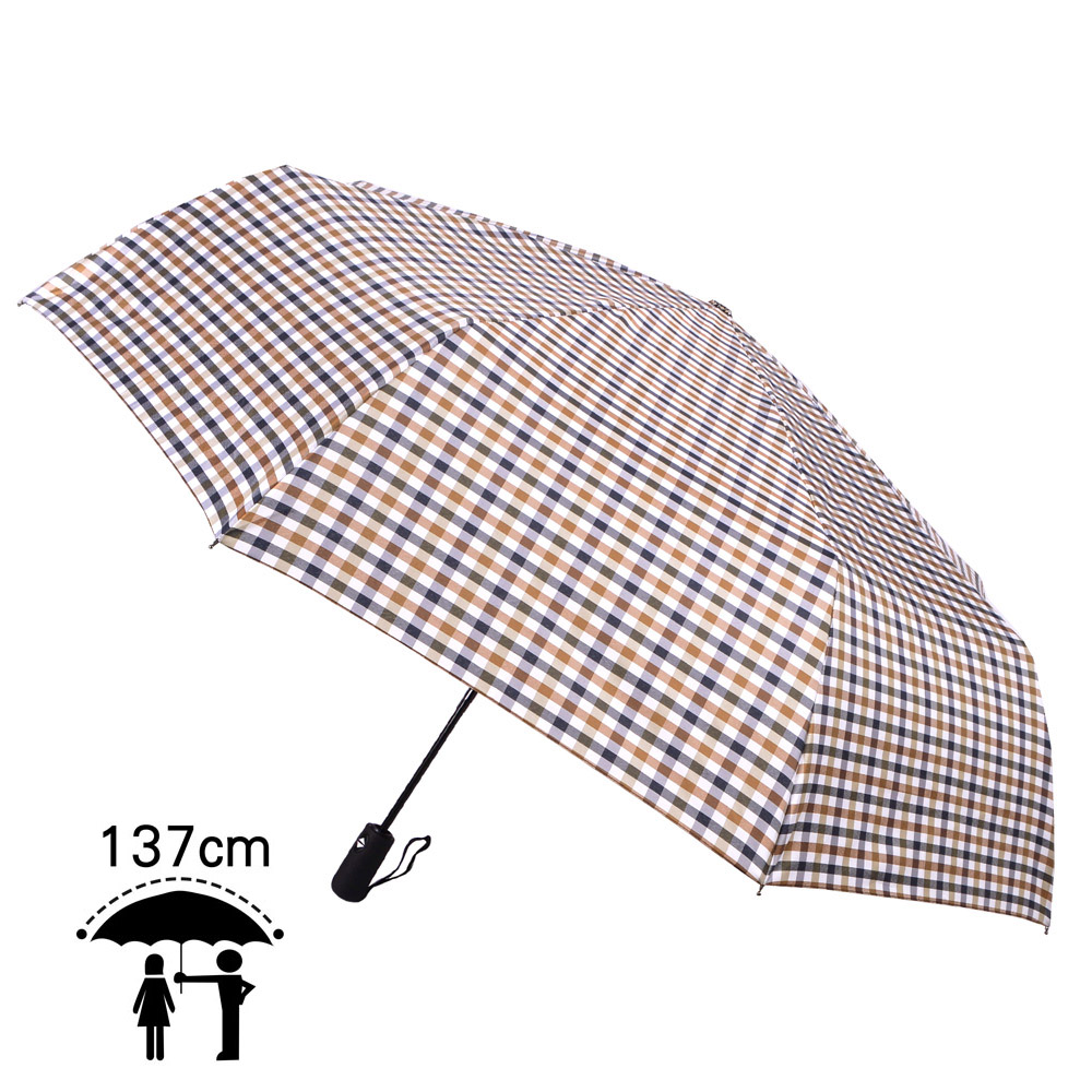【2mm】超大!風潮條紋 超大傘面安全自動開收傘(白灰)