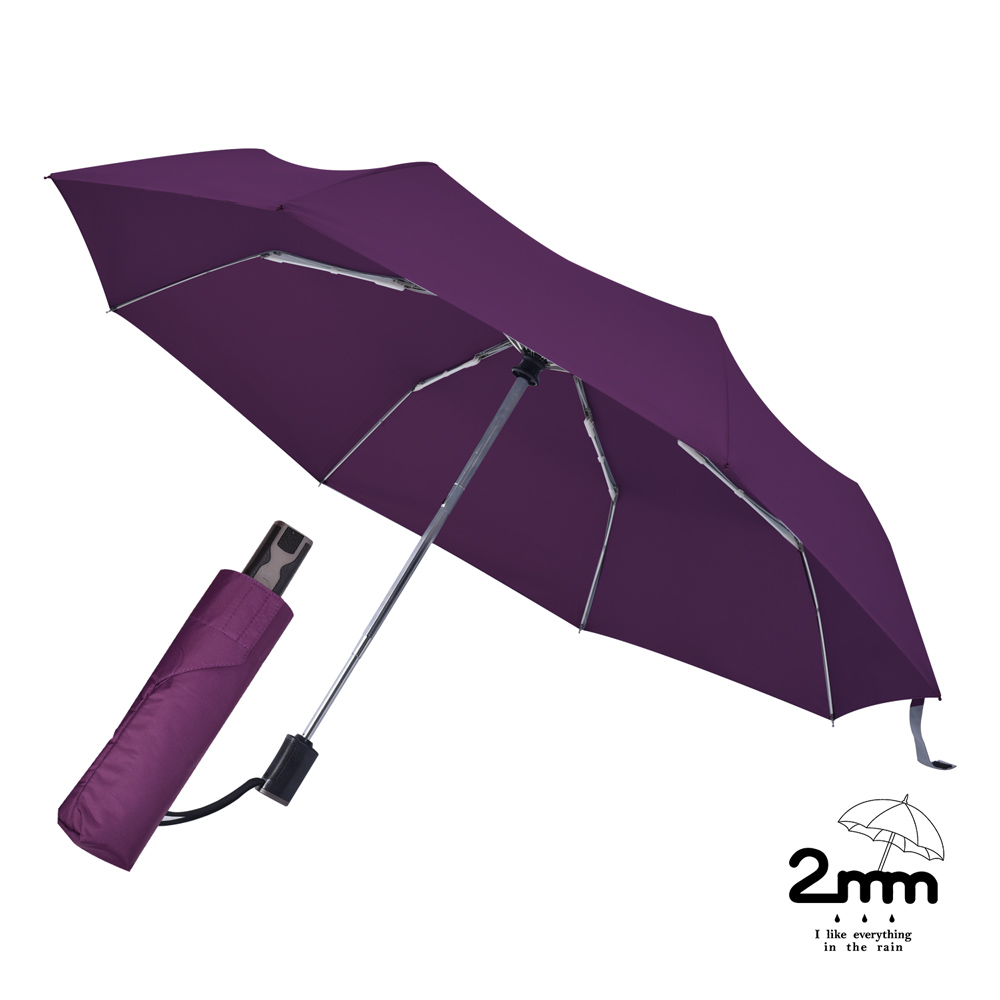 【2mm】強化鋼骨抗風自動開收傘 葡萄紫