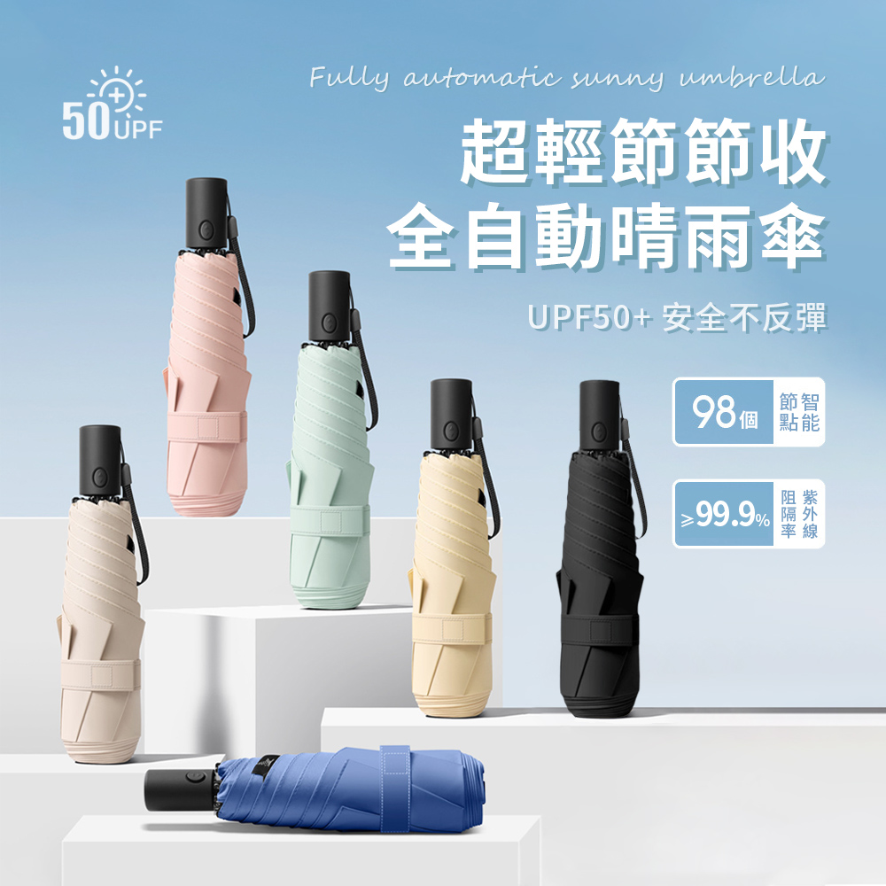 SUNORO 超輕量升級大傘面黑膠摺疊自動傘 安全防回彈輕壓好收傘 摺疊傘 抗UV遮陽傘