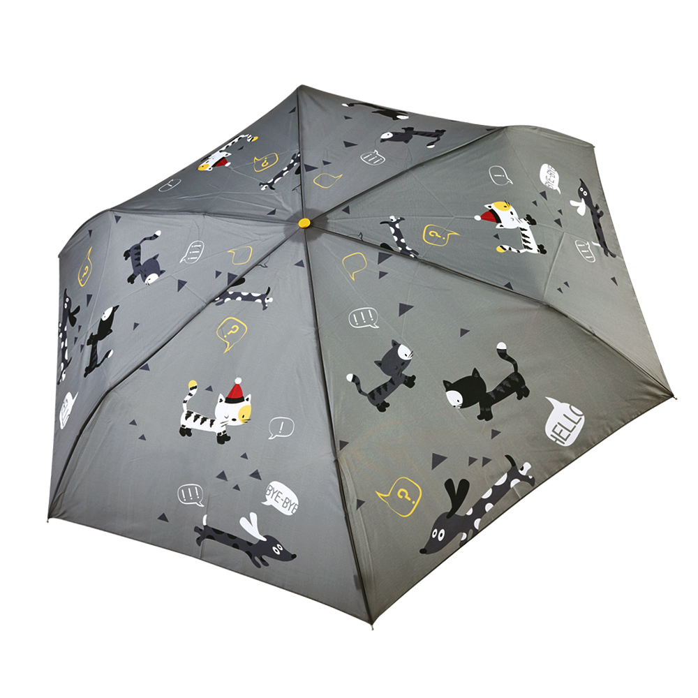 RAINSTORY雨傘-雪靴貓(灰)抗UV手開輕細口紅傘