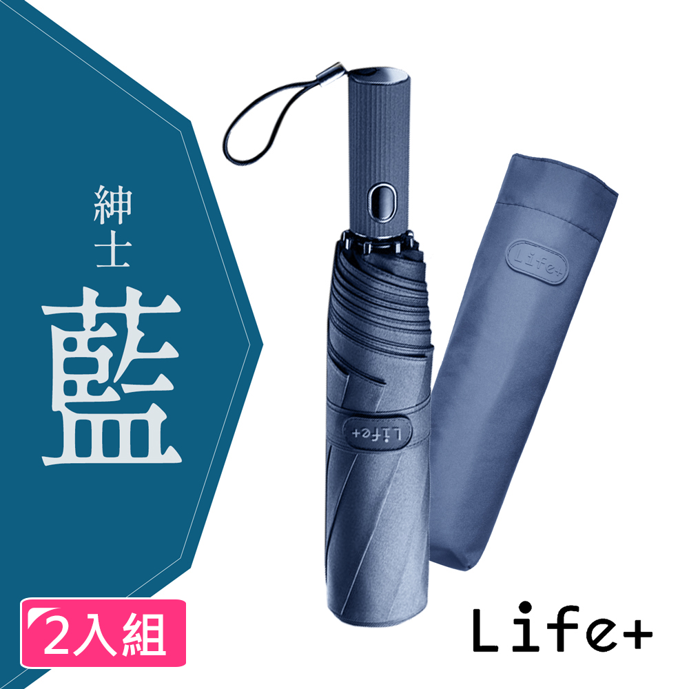 【Life+】Doric歐系時尚潮流自動開收傘 風暴傘2入/組(紳士藍)