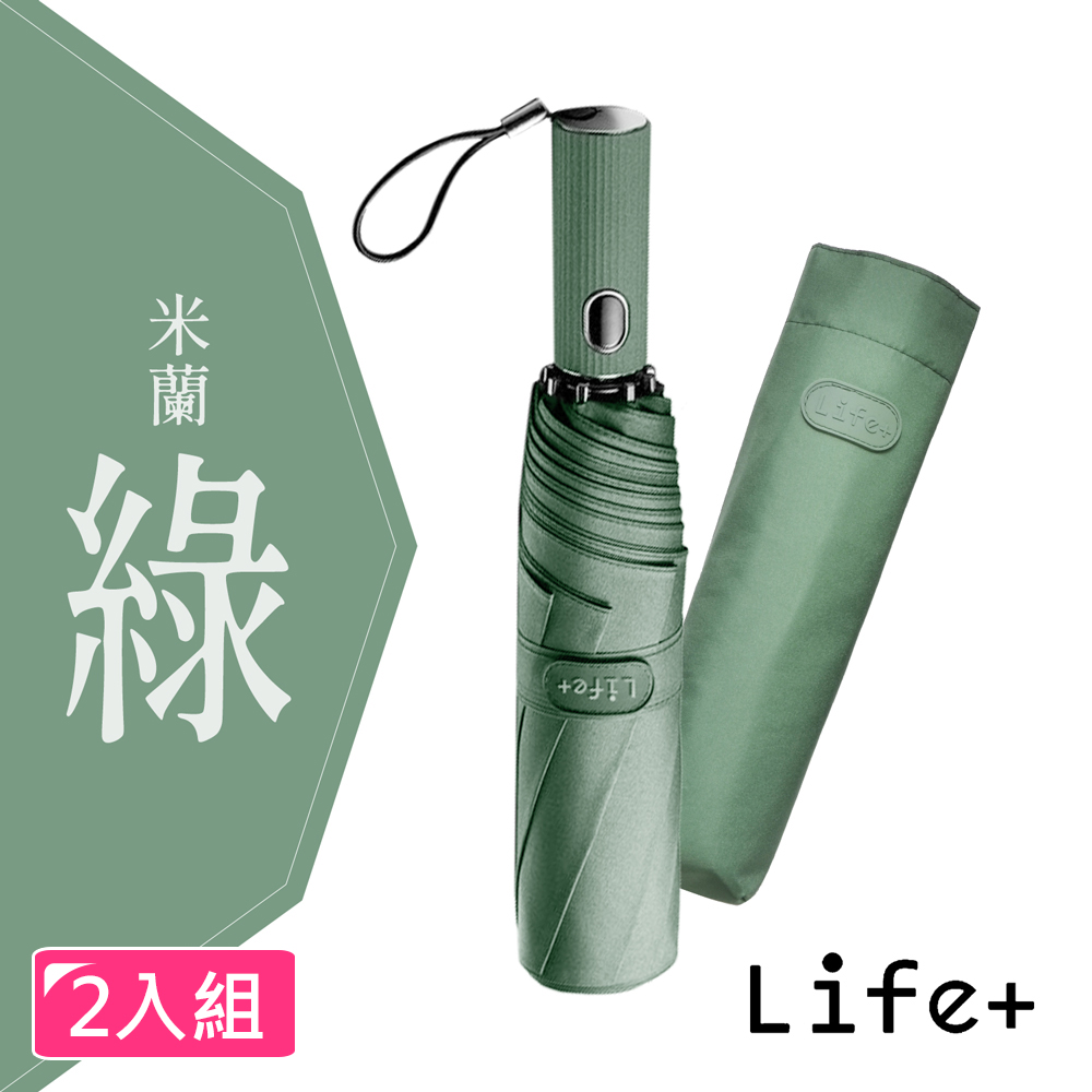 【Life+】Doric歐系時尚潮流自動開收傘 風暴傘2入/組(米蘭綠)