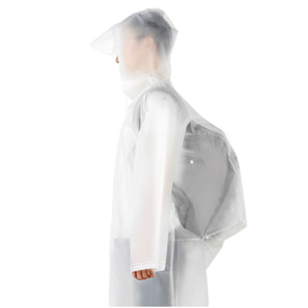 生活良品-EVA環保雨衣-背包款透明白色1件/袋(3尺寸可選)