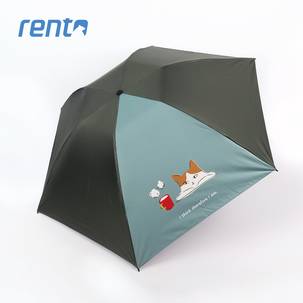 【rento】日式超輕黑膠蝴蝶傘-貓咪日常 (喝茶篇)