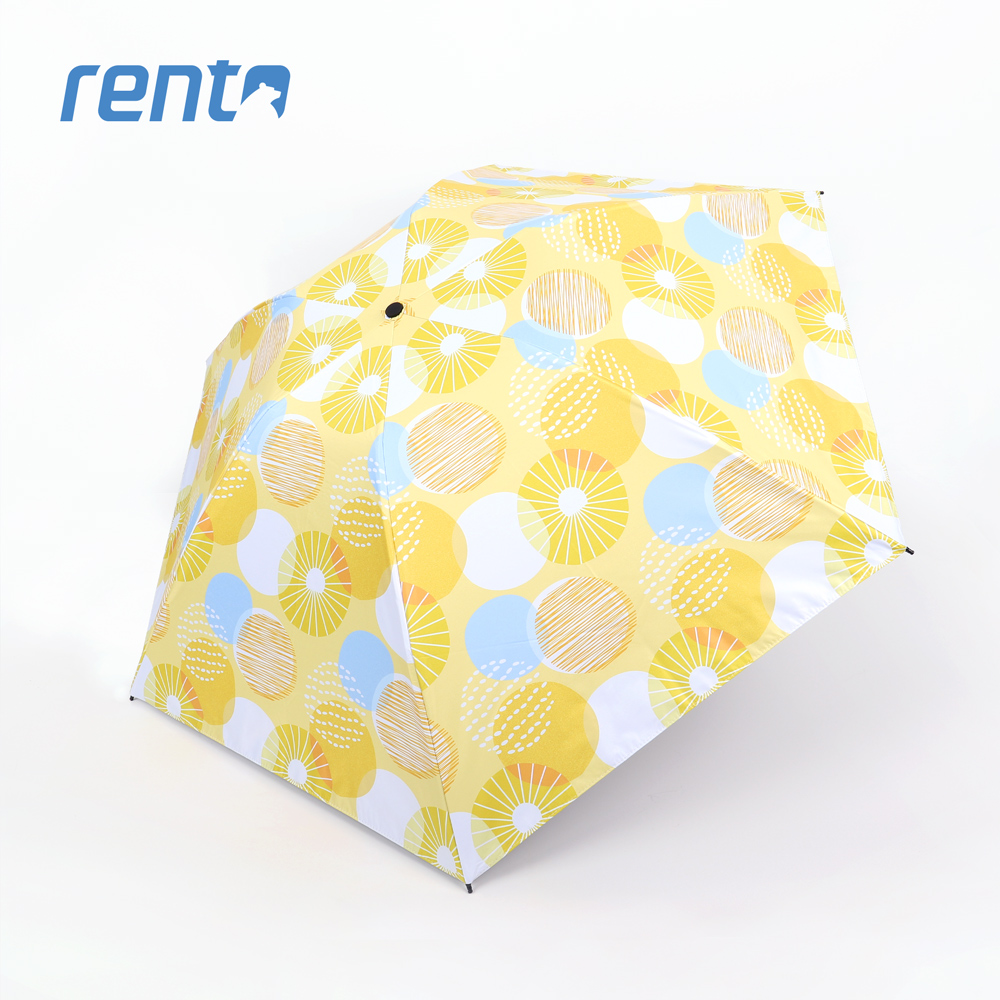 【rento】日式超輕黑膠蝴蝶傘-夏日煙花 (黃)