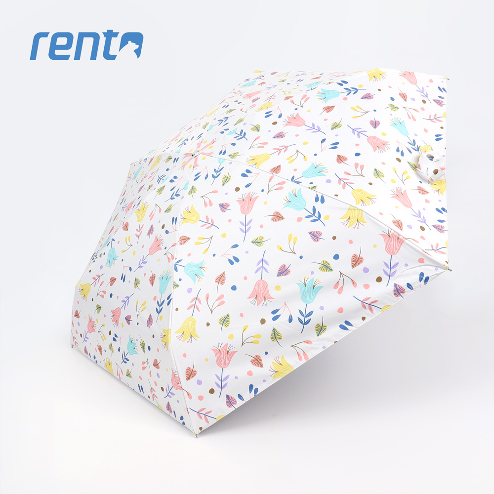【rento】MINI不鏽鋼黑膠晴雨傘-草葉集 (米)