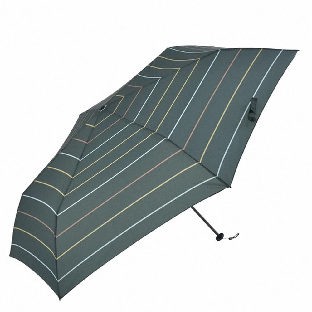 【nifty colors】條紋簡約碳纖維折疊傘/綠 大傘面 三段傘(超輕量折疊傘、抗UV遮陽傘、晴雨兩用傘)