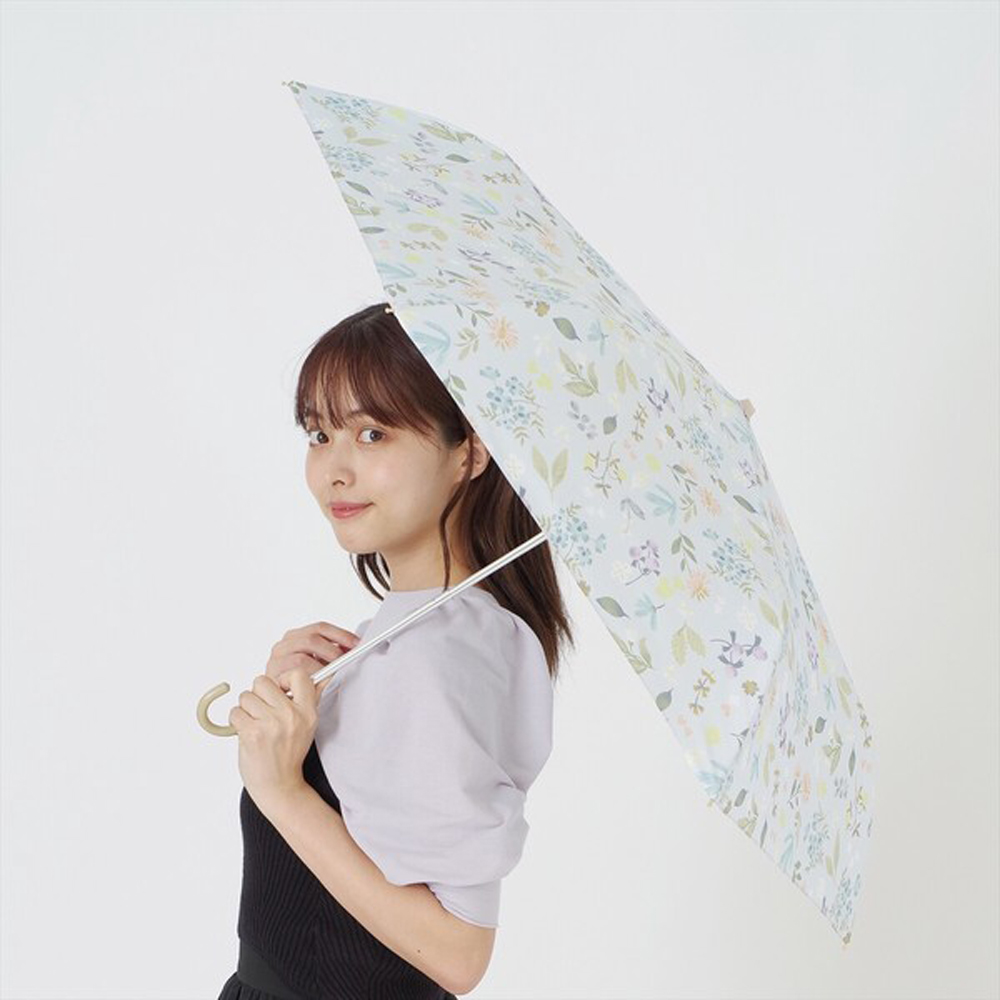 【nifty colors】日本 Basic 植物園花草玻璃纖維折疊傘 晴雨兩用傘 勾勾傘(二色任選)
