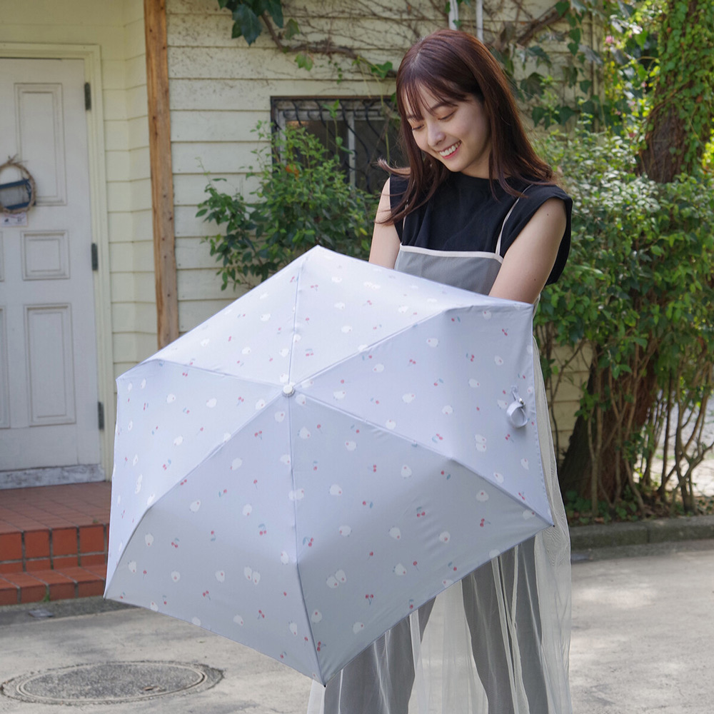 【nifty colors】日本 Umbrella Mini 文鳥果子玻璃纖維折疊傘 附拉鍊收納套 抗UV遮陽傘(兩色任選)