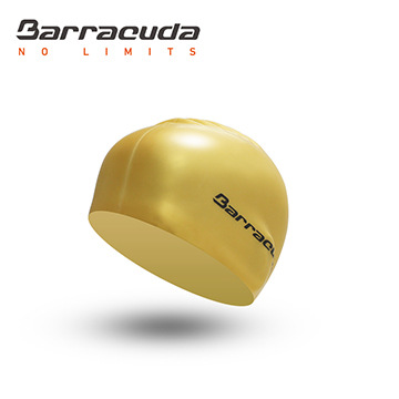 Barracuda矽膠泳帽(平板)雙面印-珠光金(7905C)印黑(7C)Barracuda