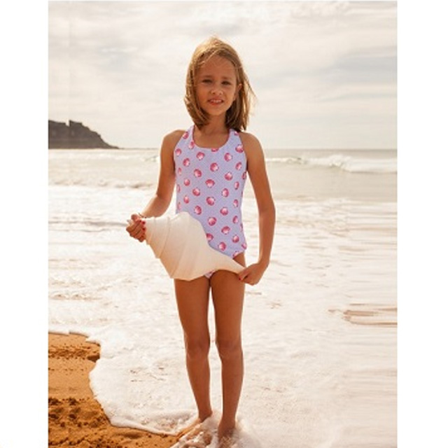 澳洲鴨嘴獸兒童泳衣 一件式雙面穿泳衣 小女4-8歲 海貝殼系列