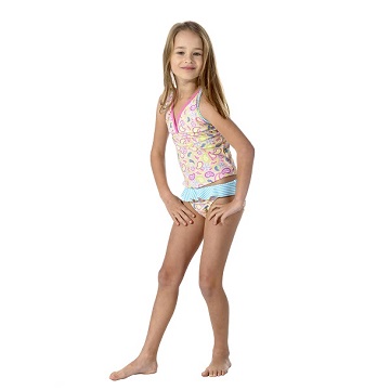 澳洲鴨嘴獸兒童泳衣 二件式泳衣 小女4-8歲 渦漩紋花系列